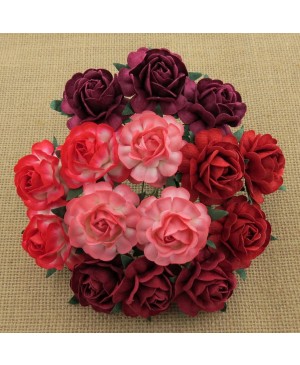 Popierinės gėlytės Promlee Flowers - Mixed Red Tea Roses SAA-067-40, 40mm, 10vnt.