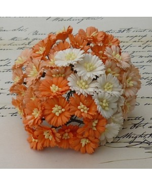 Popierinės gėlytės Promlee Flowers - Mixed White-Orange Cosmos Daisy SAA-147, 25mm, 10vnt.