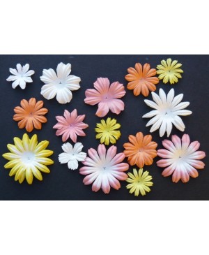 Popierinės gėlytės Promlee Flowers - Mixed Peach/Yellow/White Blooms set SAA-157, 100vnt. 
