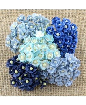 Popierinės gėlytės Promlee Flowers - Miniature Mixed Blue Sweetheart Blossoms SAA-454, 10mm, 20vnt.