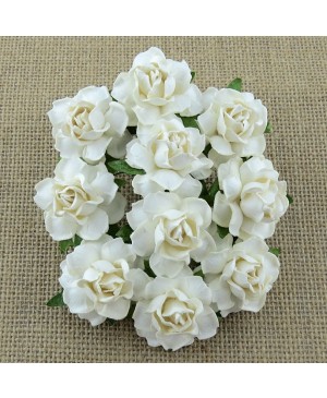 Popierinės gėlytės Promlee Flowers - White Cottage Roses SAA-463-25, 25mm, 10vnt.
