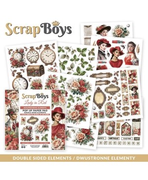 Skrebinimo popierius ScrapBoys – Lady in Red , 190 g/m², 15.2x15.2cm, 24 lapai