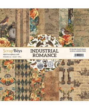 Skrebinimo popierius ScrapBoys – Industrial Romance, 190 g/m², 30.5x30.5cm, 12 lapų