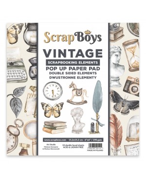 Skrebinimo popierius ScrapBoys – Vintage, 190 g/m², 15.2x15.2cm, 24 lapai