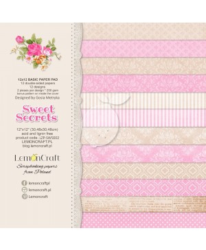 Skrebinimo popieriaus rinkinys LemonCraft - Sweet Secrets, 30.5x30.5cm, 12 lapų, 200 g/m²