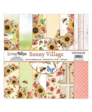 Skrebinimo popierius ScrapBoys – Sunny Village, 190 g/m², 15.2x15.2cm, 24 lapai