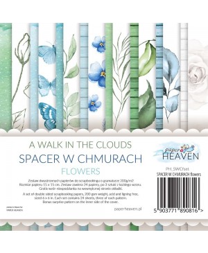 Skrebinimo popierius Paper Heaven - A Walk In The Clouds - Flowers, 200 g/m², 15x15cm, 24 lapai