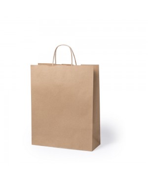 Popierinis maišelis Toptwist suktomis popierinėmis rankenėlėmis 26x12x35 cm. 90 g/m², rudas