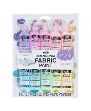 Tekstilės dažų rinkinys Tulip Slick Dimensional Fabric Paint Pastels 10 spalvų x 22ml 