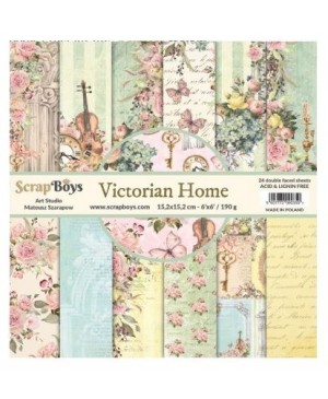 Skrebinimo popierius ScrapBoys – Victorian Home, 190 g/m², 15.2x15.2cm, 24 lapai