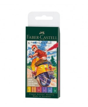Teptukiniai rašikliai Faber-Castell PITT Artist Pen Brush Colour Wheel,  6sp.