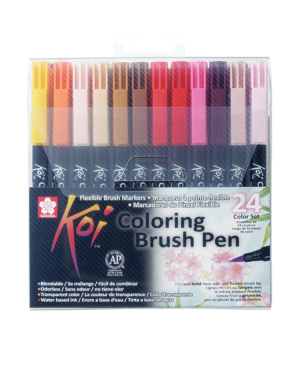 Teptukinių rašiklių Sakura Pigma Brush KOI rinkinys, 24 spalvų 