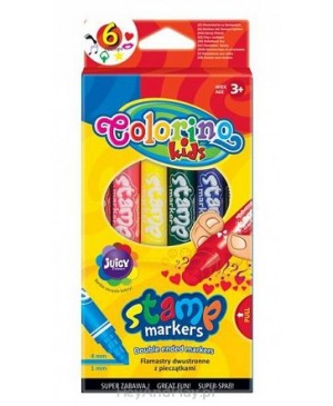 Dvigaliai flomasteriai su antspaudais Colorino Kids 6 spalvų