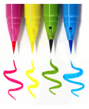 Rašikliai teptukiniai ZIG Clean Color Real Brush Pop Colours, 4 spalvos