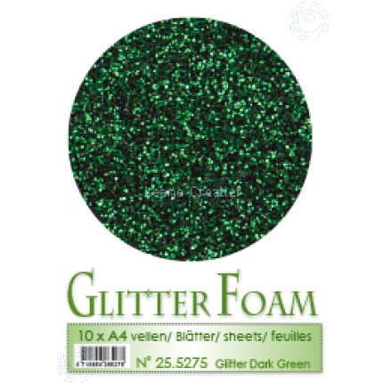 Putgumė Leane Creatief - Glitter Foam Foamiran - Tamsiai Žalia su blizgučiais, A4, 10 lapų