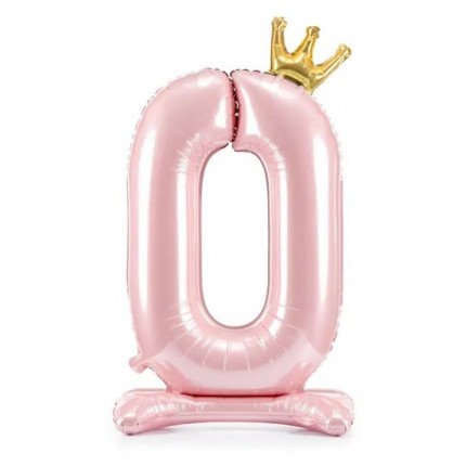 Folinis balionas skaičius 0, 84cm, rožinis