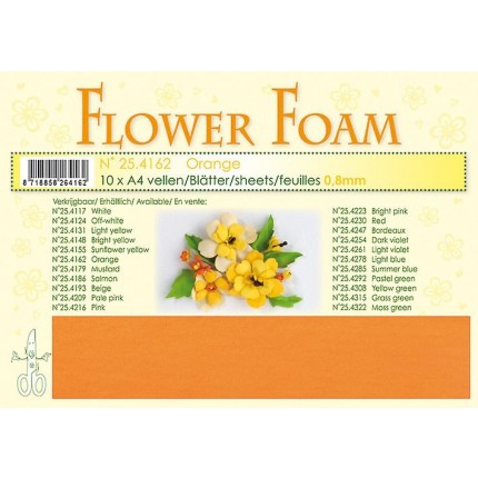 Putgumė Leane Creatief - Flower Foam Foamiran - Oranžinė, 0.8mm, A4, 10 lapų      