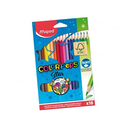 Spalvoti pieštukai Maped ColorPeps Star FSC 18 spalvų