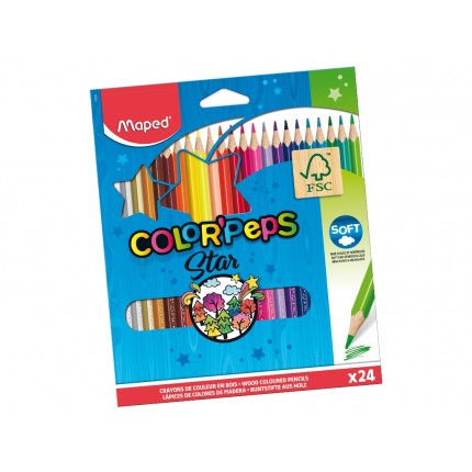 Spalvoti pieštukai Maped Color Peps Star FSC 24 spalvos