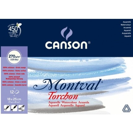 Akvarelinio popieriaus sąsiuvinis Canson Montval Torchon, FSC Mix,  A4, 270 g/m², 12 lapų 