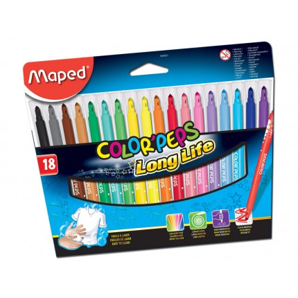  Flomasteriai Maped Color Peps Long Life 18 spalvų 