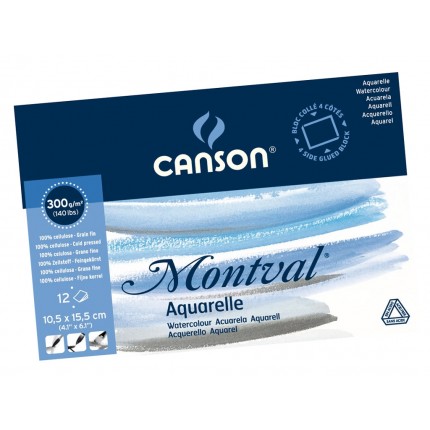 Akvarelinio popieriaus sąsiuvinis Canson Montval, 10.5x15.5cm, 300 g/m², 12 lapų