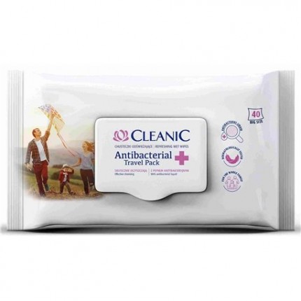 Antibakterinės servetėlės Cleanic Travel Pack, 40vnt