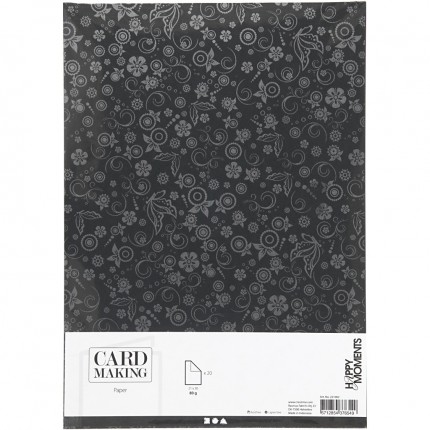 Popieriaus rinkinys CCH - Flowers black, A4, 80 g/m², 20 lapų