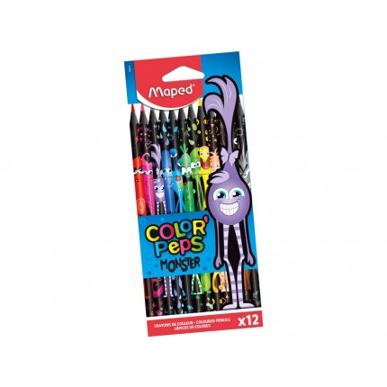 Spalvoti pieštukai Maped Color Peps Monsters, 12 spalvų