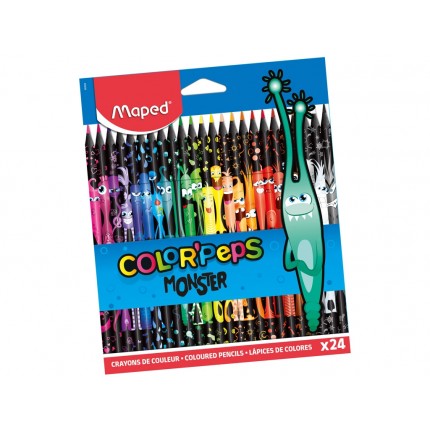 Spalvoti pieštukai Maped Color Peps Monsters, 24 spalvos