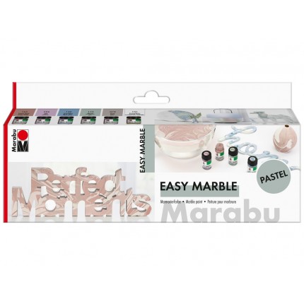 Marmuravimo dažai Marabu Easy Marble Pastel, rinkinys 6x15ml