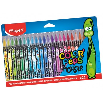 Flomasteriai Maped Color Peps Monster, 24 spalvų