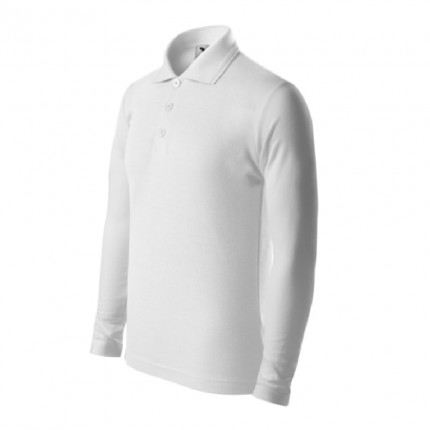 Vaikiški marškinėliai Malfini Pique Polo 241, 200g/m², ilgomis rankovėmis, baltos sp., 134cm/8 metų