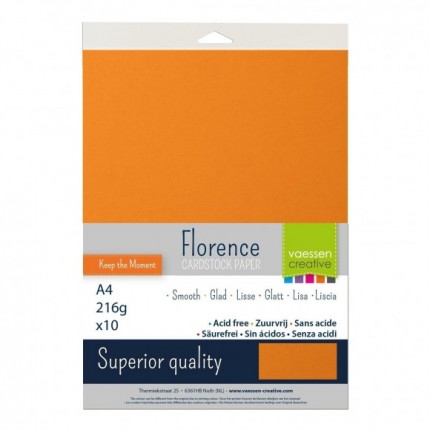 Popierius Florence Smooth - Mandarin (013), A4, 216  g/m², 10 lapų