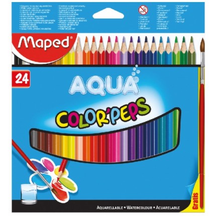 Spalvoti akvareliniai pieštukai Maped Color Peps AQUA 24 spalvos