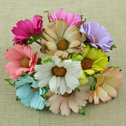 Popierinės gėlytės Promlee Flowers - Mixed Color Chrysanthemums SAA-355 , 45mm, 10vnt.