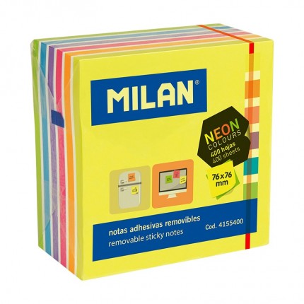 Lipnūs lapeliai užrašams kube Milan Neon, 76x76mm, 400l.