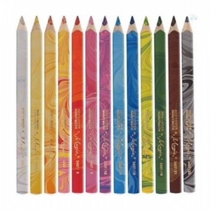 Pieštukai su įvairiaspalve šerdele MAGIC 3408 Koh-I-Noor, 12 spalvų + 1 pieštukas suliejimui 