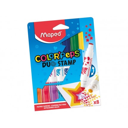Flomasteriai Maped Color Peps Duo Stamp, 8 spalvos