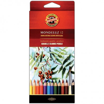 Akvareliniai pieštukai Koh-I-Noor Mondeluz 12 spalvų