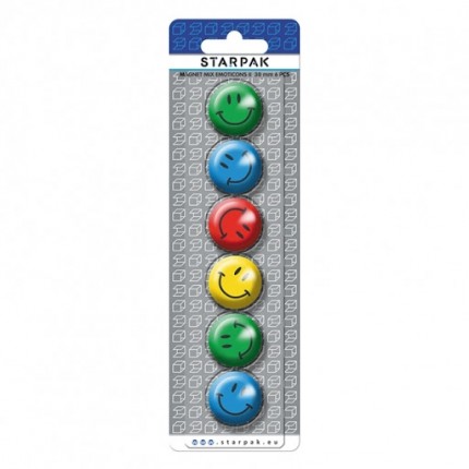 Magnetukai Starpak - Šypsenėlės, įvairų spalvų, 30mm, 6vnt