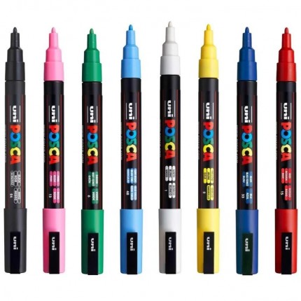 Žymeklis UNI POSCA PC-3M, 0.9-1.3mm, 8 klasikinės spalvos