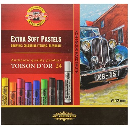 Spalvotos sausos pastelės rinkinys, Koh-I-Noor Toison D'or - Ekstra Soft, 24 spalvų