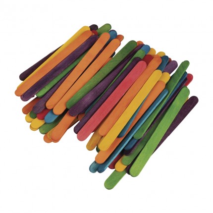 Mediniai pagaliukai rankdarbiams, 11x1.1cm, 72vnt., įvairių spalvų
