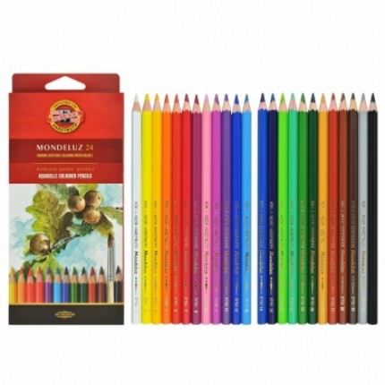  Akvareliniai pieštukai Koh-I-Noor Mondeluz 24 spalvų 