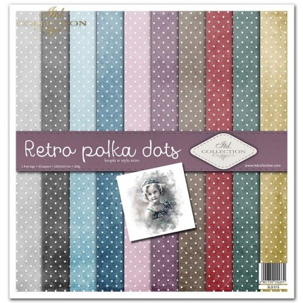 Skrebinimo popieriaus rinkinys ITD - Retro Polka Dots, 31x32cm, 10 lapų, 200 g/m²
