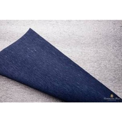 Krepinis popierius 50 cm x 2,5 m, 180 g/m², dvipusis blizgus sidabro/tamsiai mėlynos sp. (802/7) - Silver/dark blue