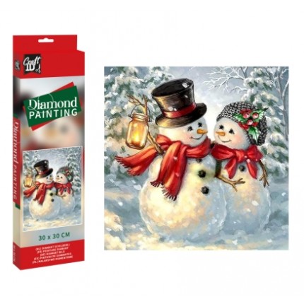 Deimantinės mozaikos rinkinys - Craft Sensations Diamond Painting - Snowmen, 30x30cm