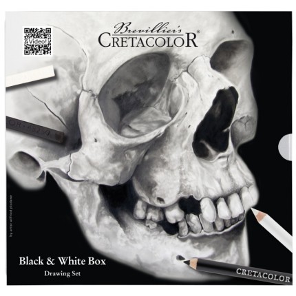 Rinkinys piešimui Cretacolor Black & White Box - Skull Edition, metalinėje dėžutėje, 25 dalių