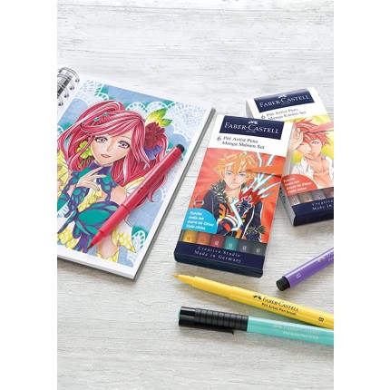 Teptukiniai rašikliai Faber-Castell PITT Artist Pen Brush Manga Shonen,  6sp.